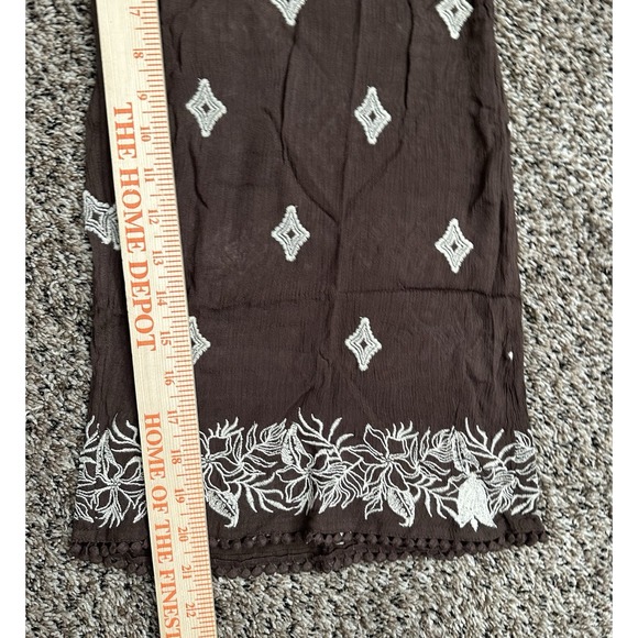 Sundance Embroidered Crop Pants Brown Womens Sz L Boho Festival Travel - Picture 5 of 11